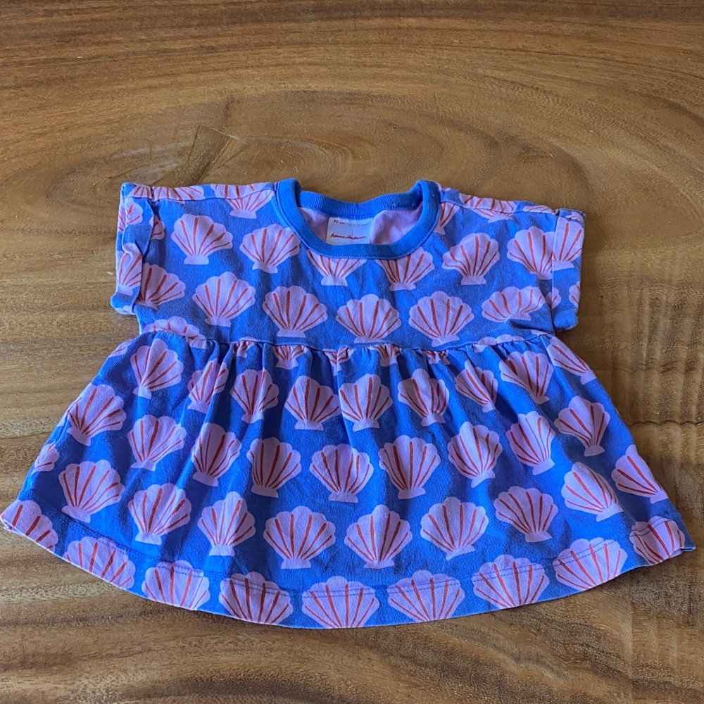 Blue and Pink Shell Pattern Baby Dress